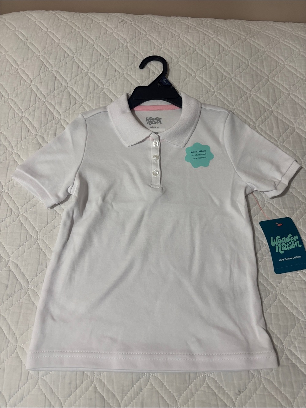 wonder nation White Girls Short Sleeve Polo Shirt